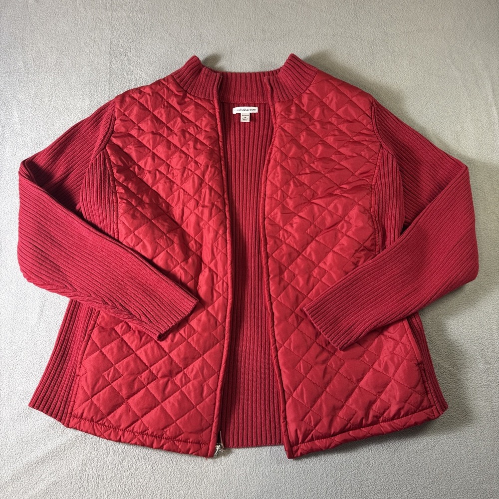 Croft & Barrow Quilted Knit Lightweight Zip Up Jacket Women's 1X Red